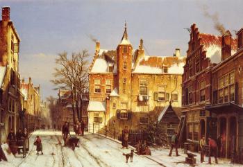 Willem Koekkoek : A Dutch Village In Winter